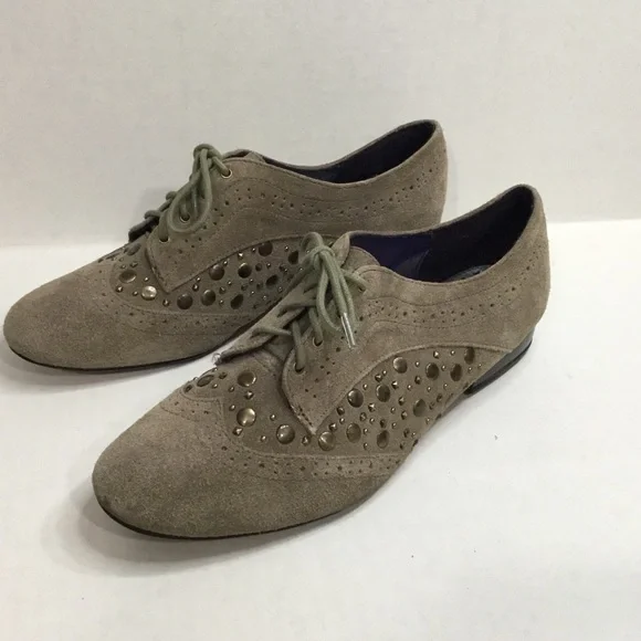 Libby Edelm Raina Suede Lace Up Studded Flats - Picture 8 of 11